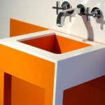 Hi-Macs S027 Orange изготовлено в правила камня