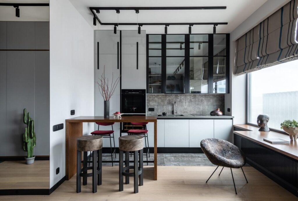 Столешница из кварцевого агломерата и мойка на кухню изготовлено в правила камня