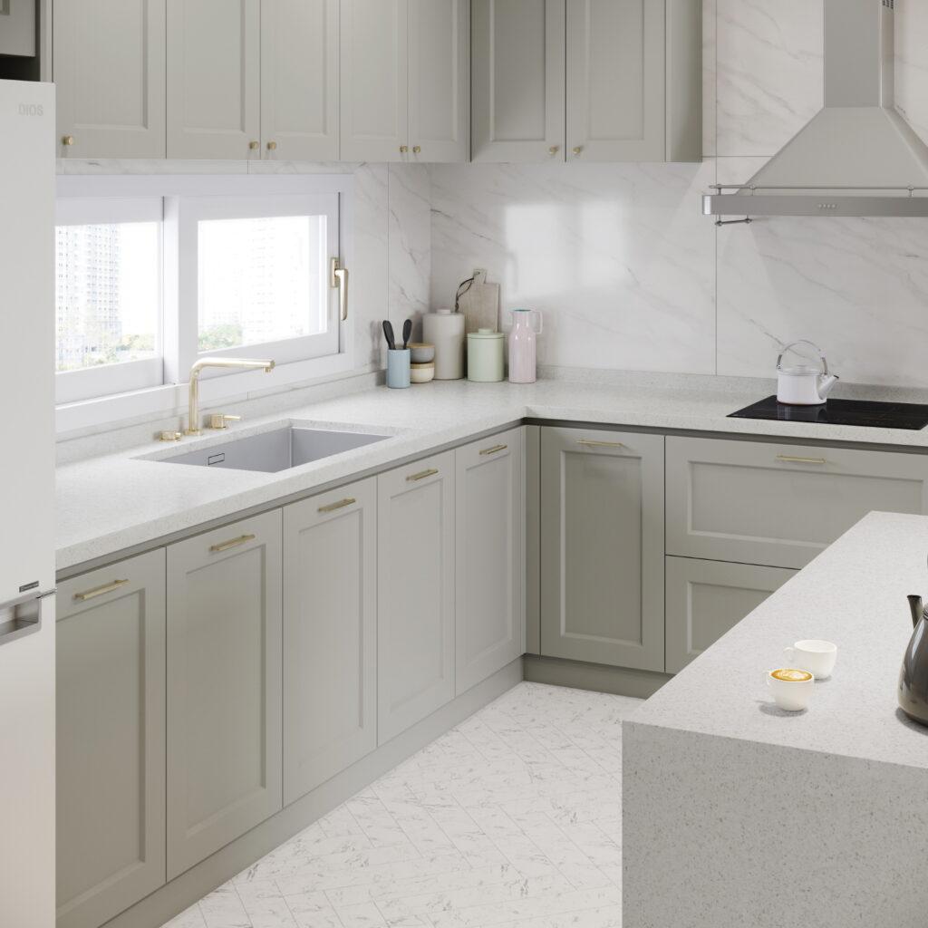 Hi-Macs G501 White Stella изготовлено в правила камня