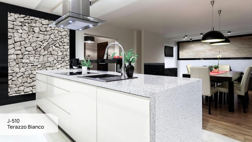 Grandex J-510 Terazzo Bianco изготовлено в правила камня