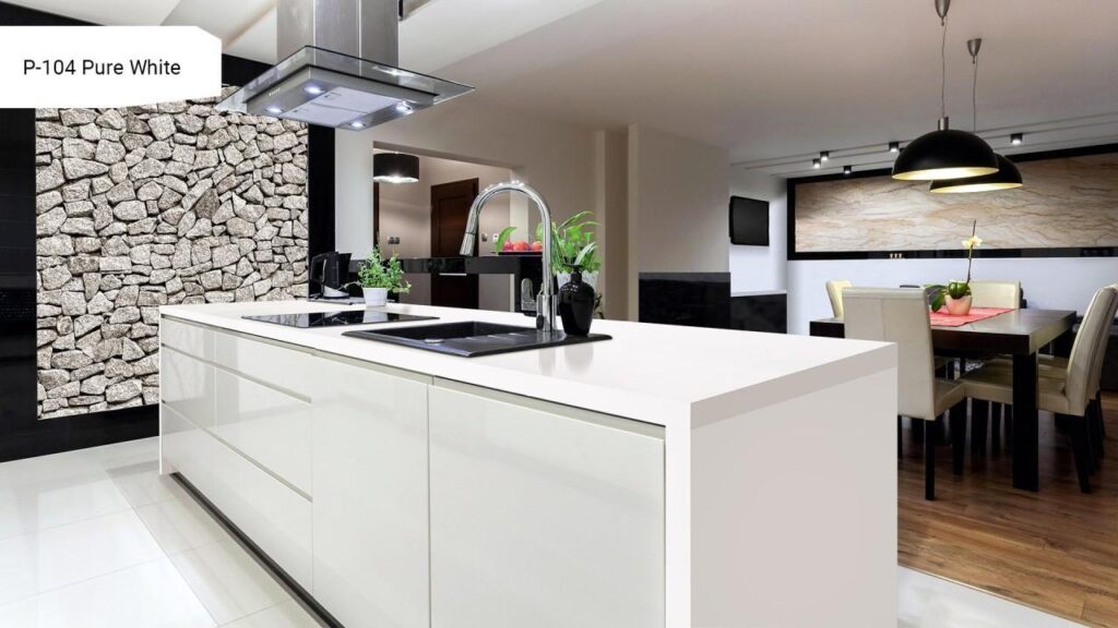 Grandex P-104 Pure White изготовлено в правила камня