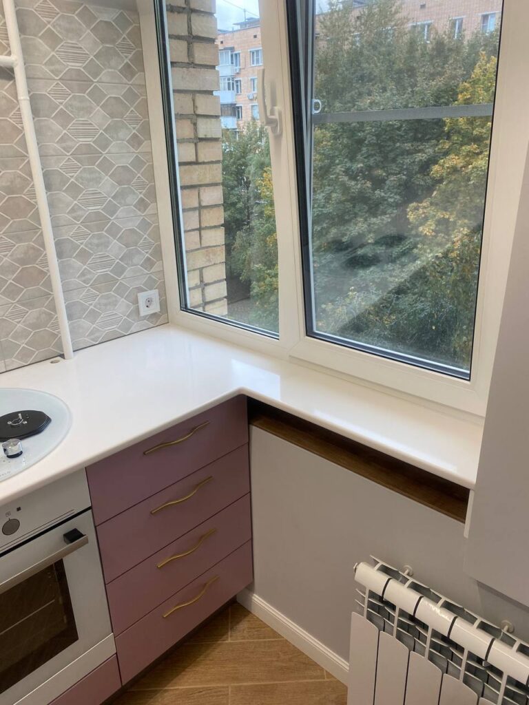 Столешницы из искусственного камня для кухни изготовлено в правила камня