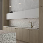 Technistone Taurus Terazzo White изготовлено в правила камня