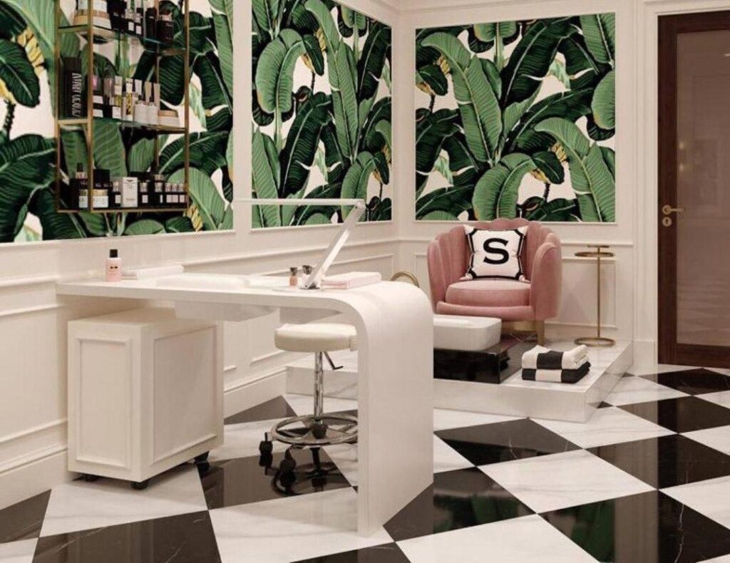 Маникюрный стол из искусственного камня для салона красоты изготовлено в правила камня