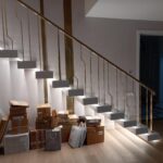 Лестница (19 ступеней) из искусственного акрилового камня изготовлено в правила камня