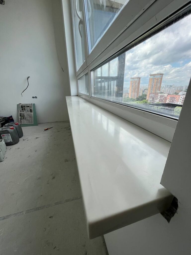 5 подоконников из искусственного акрилового камня изготовлено в правила камня