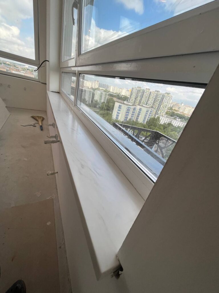 5 подоконников из искусственного акрилового камня изготовлено в правила камня