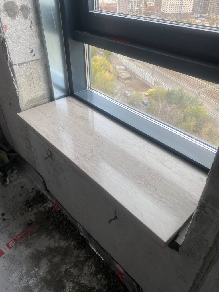 5 подоконников из искусственного камня под травертин изготовлено в правила камня