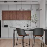 Барная стойка из кварцевого агломерата для кухни изготовлено в правила камня