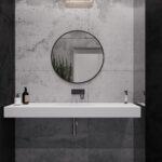 Подвесная столешница с интегрированной раковиной-лодочкой (столешница (1800-2500)х520 Н120) изготовлено в правила камня