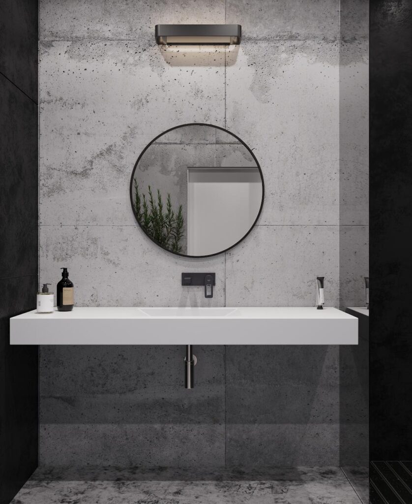 Подвесная столешница с интегрированной раковиной-лодочкой (столешница (1800-2500)х520 Н120) изготовлено в правила камня