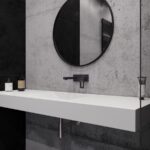 Подвесная столешница с интегрированной раковиной-лодочкой (столешница (1800-2500)х520 Н120) изготовлено в правила камня