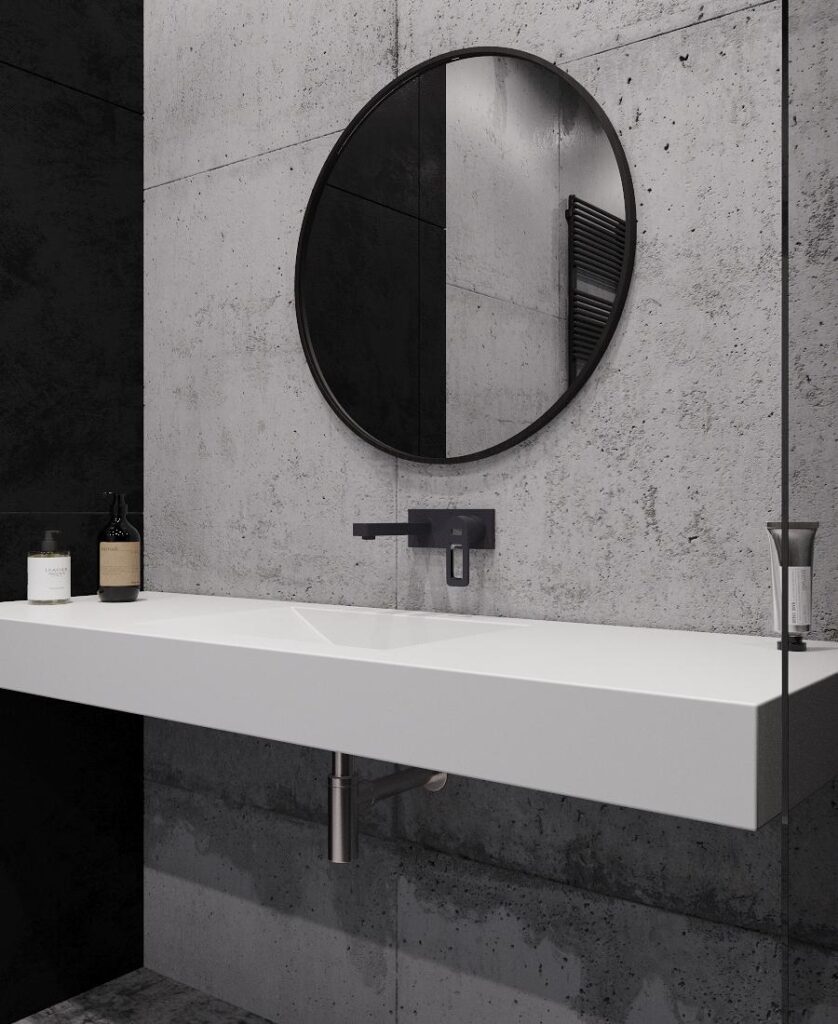 Подвесная столешница с интегрированной раковиной-лодочкой (столешница (900-1800)х520 Н120) изготовлено в правила камня