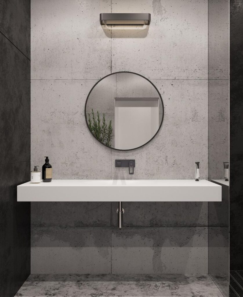 Подвесная столешница с интегрированной овальной раковиной (столешница (900-1800)х520 Н120) изготовлено в правила камня