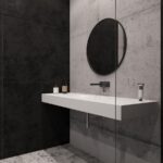 Подвесная столешница с интегрированной овальной раковиной (столешница (1800-2500)х520 Н120) изготовлено в правила камня