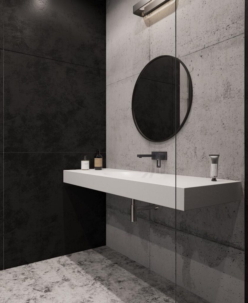 Подвесная столешница с интегрированной овальной раковиной (столешница (900-1800)х520 Н120) изготовлено в правила камня