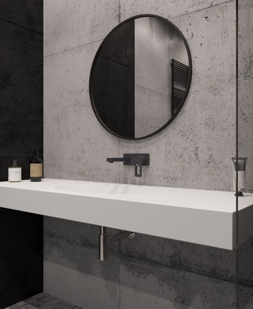 Подвесная столешница с интегрированной овальной раковиной (столешница (до 900)х520 Н120) изготовлено в правила камня