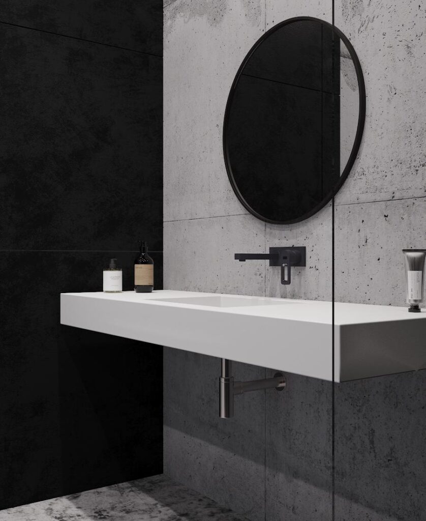 Подвесная столешница с интегрированной прямоугольной раковиной (столешница (до 900)х520 Н120) изготовлено в правила камня