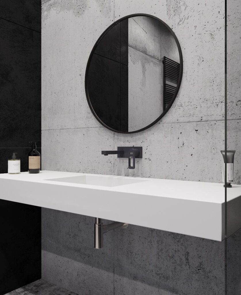 Подвесная столешница с интегрированной прямоугольной раковиной (столешница (900-1800)х520 Н120) изготовлено в правила камня