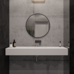 Подвесная столешница с интегрированной щелевой раковиной (столешница (1700-2500)х520 Н120) изготовлено в правила камня