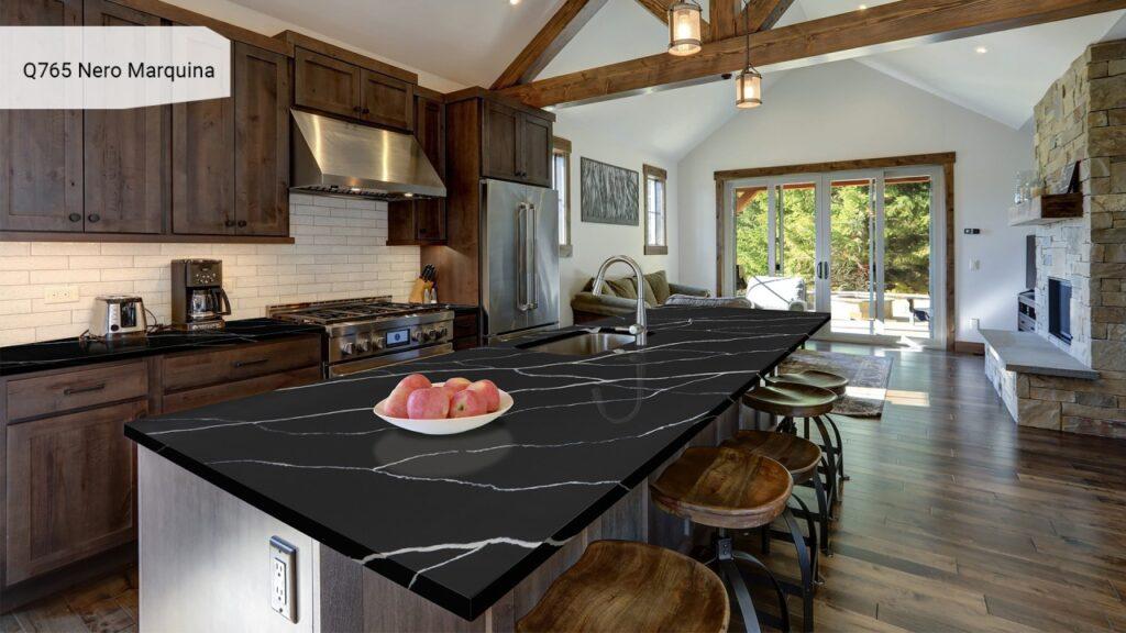 Noblle Quartz Q765 Nero Marquina изготовлено в правила камня