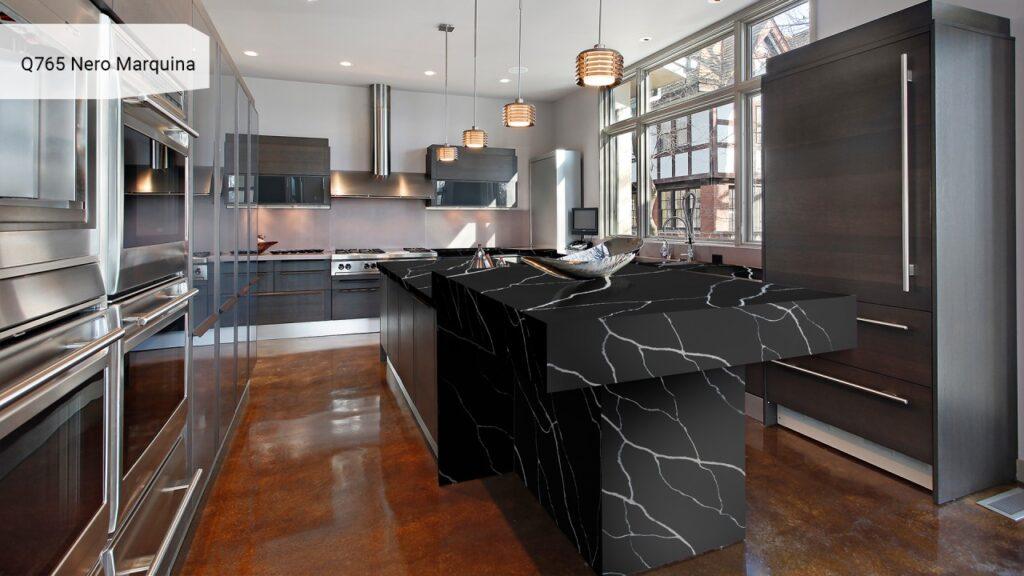 Noblle Quartz Q765 Nero Marquina изготовлено в правила камня