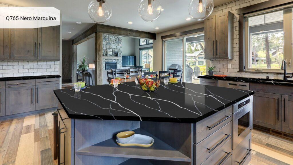 Noblle Quartz Q765 Nero Marquina изготовлено в правила камня