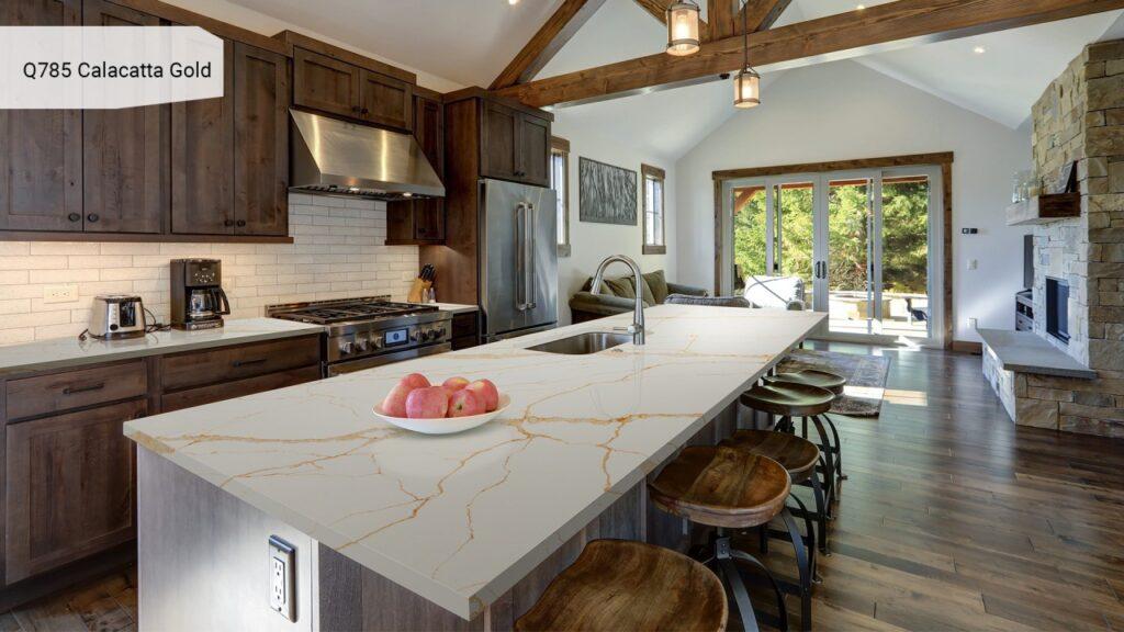 Noblle Quartz Q785 Calacatta Gold изготовлено в правила камня