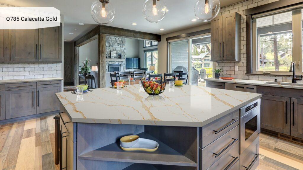 Noblle Quartz Q785 Calacatta Gold изготовлено в правила камня