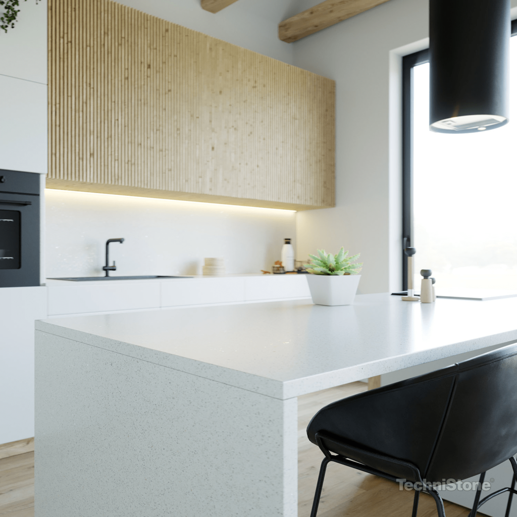 Technistone Starlight White изготовлено в правила камня