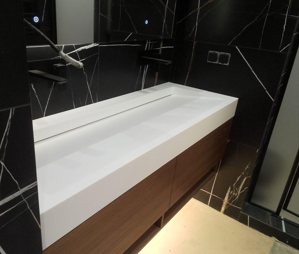 Щелевая раковина для ванной комнаты из акрилового камня изготовлено в правила камня