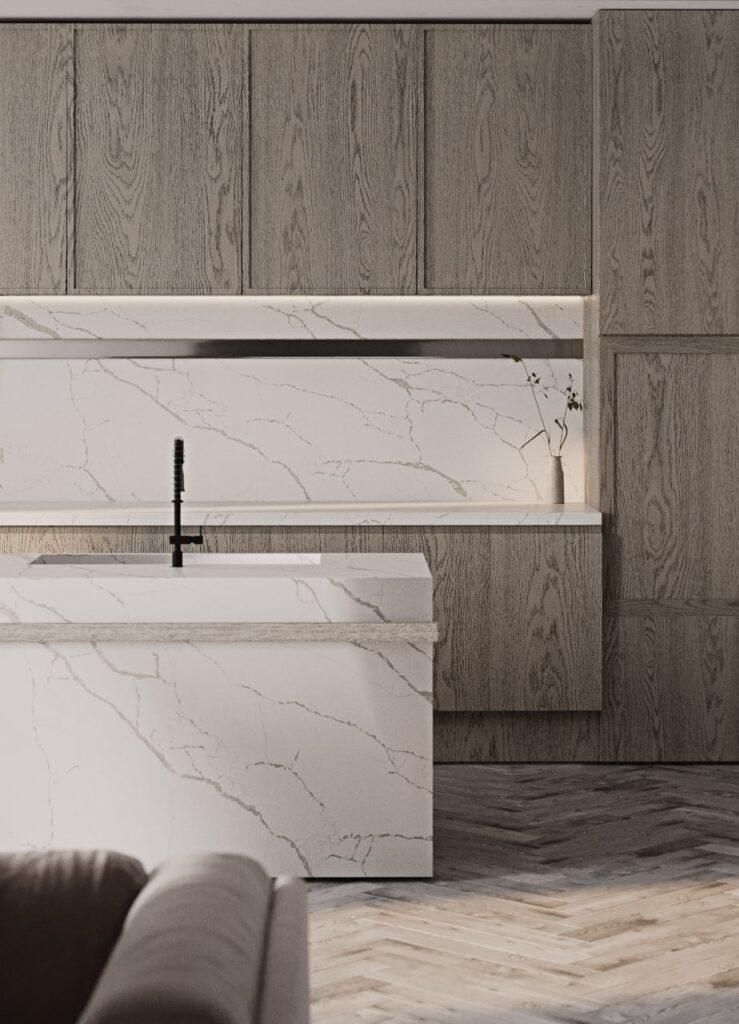 SmartQuartz Calacatta Tree изготовлено в правила камня