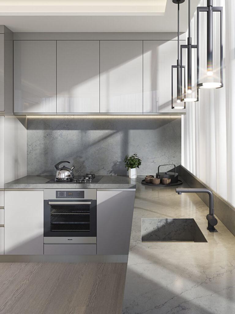 Primax Quartz 706 Calacatta Grey изготовлено в правила камня