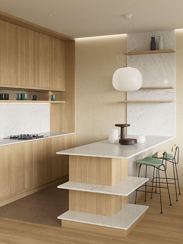 Primax Quartz 722 Calacatta Warm Venatto изготовлено в правила камня