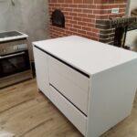 Акриловая столешница с мойкой и остров на кухню изготовлено в правила камня